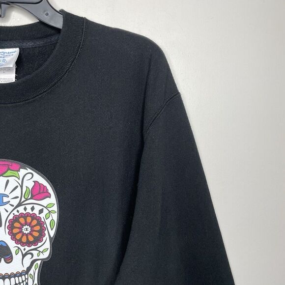 CHAMPION Reverse Weave Sweatshirt Men Large Black Day of the Dead Skull Logo - Picture 2 of 9